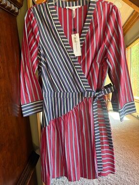 BCBGeneration Red and Navy Striped Dress